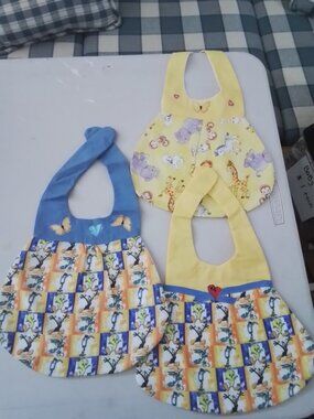 Set of 3 Handmade Baby Bibs New
